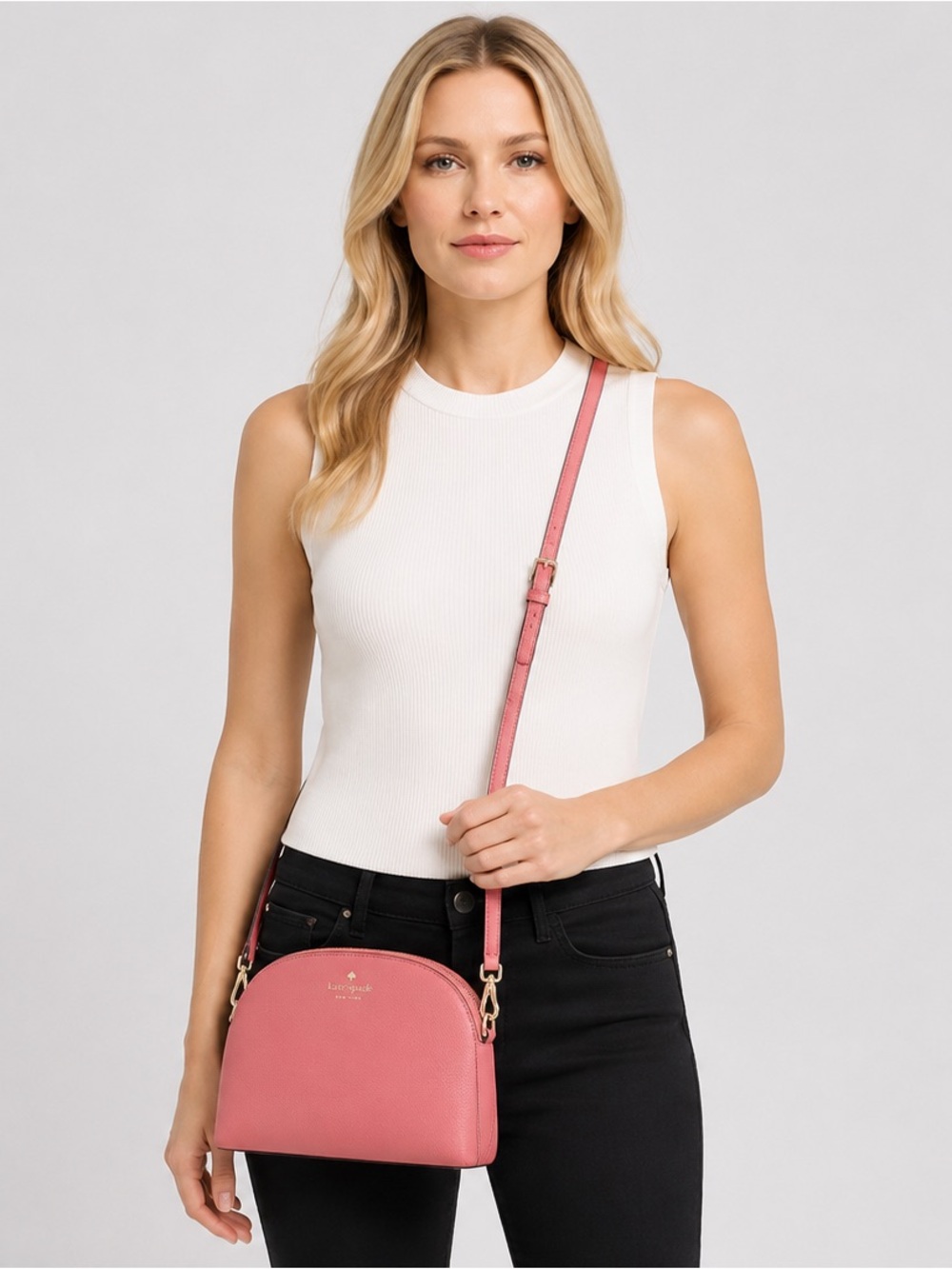 Kate Spade Tori Larchmont Avenue, Carolina Coral, Pebbled Leather, Crossbody Bag